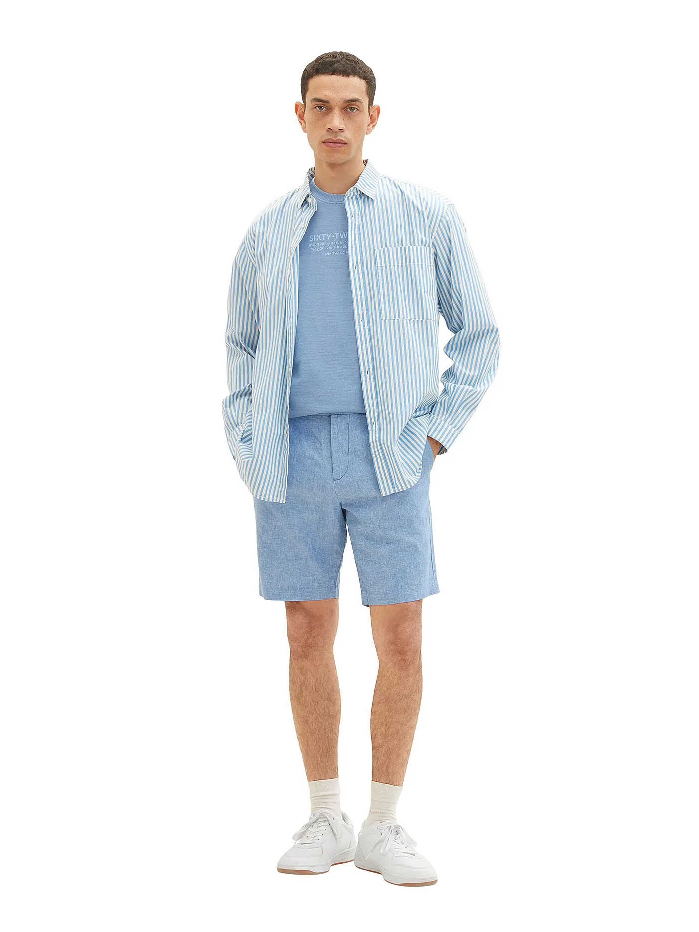 TOM TAILOR | Leinenbermuda | blau